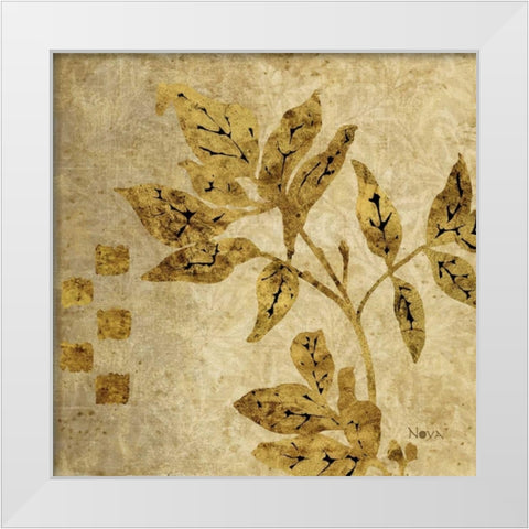 Gold Leaf Branches II White Modern Wood Framed Art Print by Nova, Studio