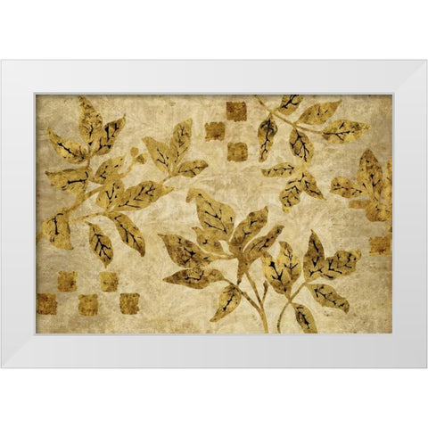 Gold Leaf Branches Landscape White Modern Wood Framed Art Print by Nova, Studio