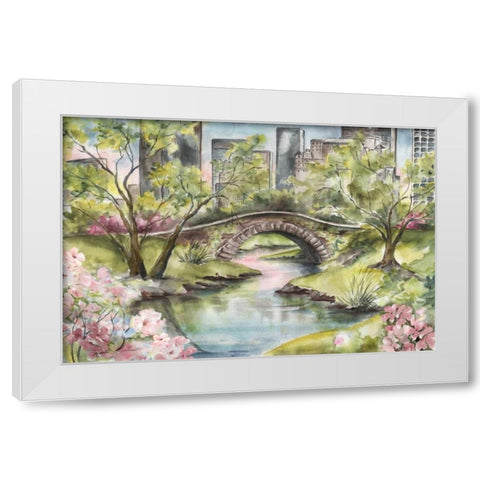 Central Park Springtime White Modern Wood Framed Art Print by Tre Sorelle Studios