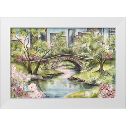 Central Park Springtime White Modern Wood Framed Art Print by Tre Sorelle Studios