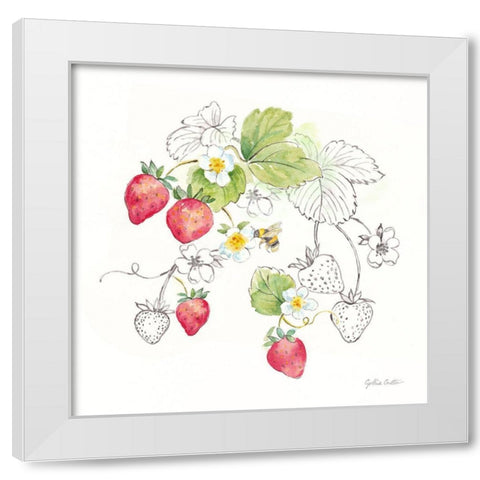 Berries and Bees II White Modern Wood Framed Art Print by Coulter, Cynthia