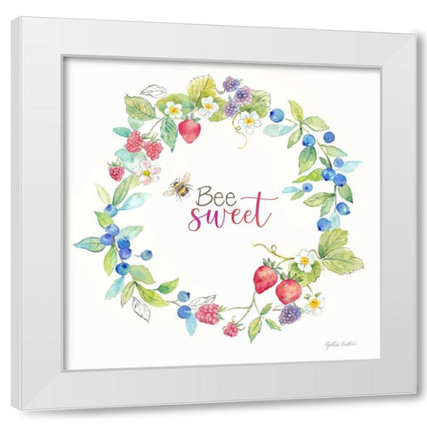 Berries and Bees VII White Modern Wood Framed Art Print by Coulter, Cynthia