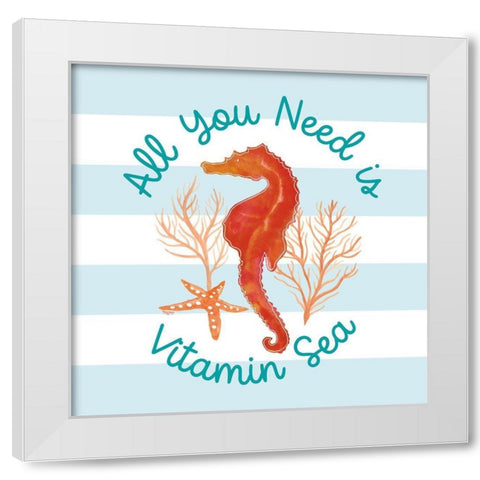 Coral Aqua V White Modern Wood Framed Art Print by Reed, Tara