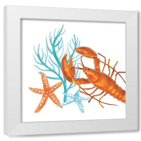 Coral Aqua X White Modern Wood Framed Art Print by Reed, Tara