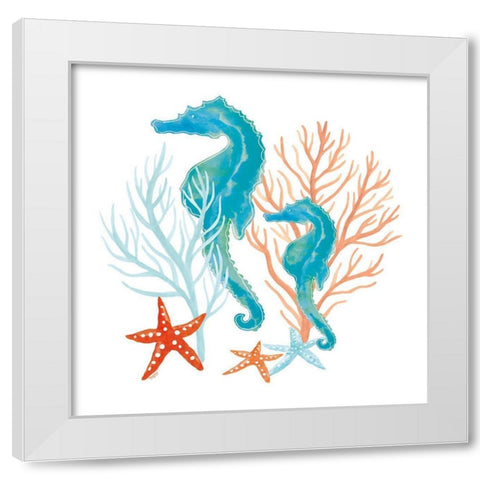 Coral Aqua XII White Modern Wood Framed Art Print by Reed, Tara