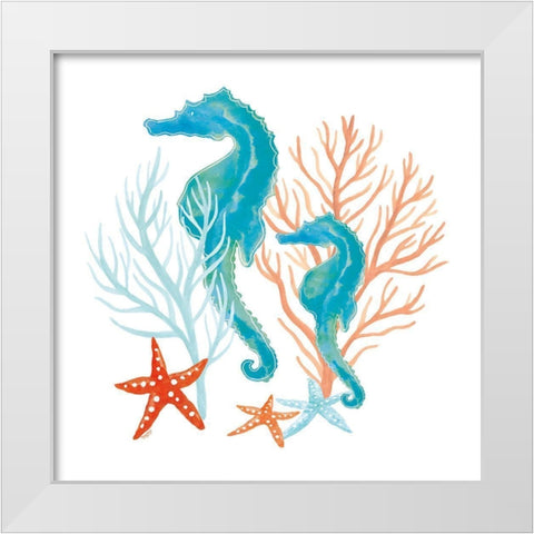 Coral Aqua XII White Modern Wood Framed Art Print by Reed, Tara