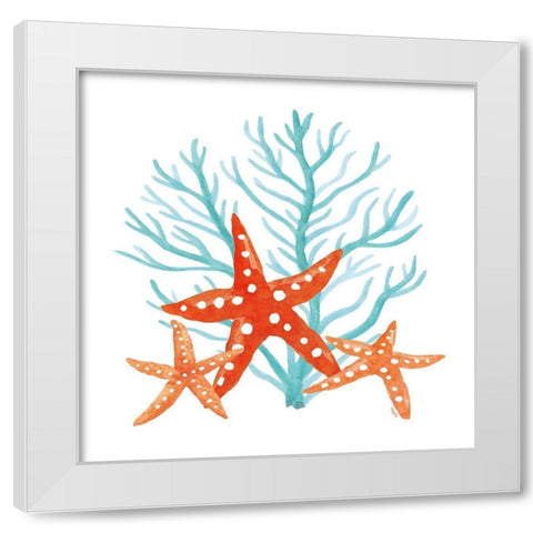 Coral Aqua XIII White Modern Wood Framed Art Print by Reed, Tara