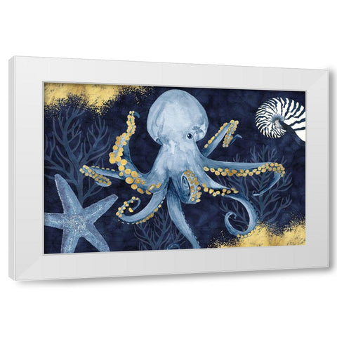 Deep Blue Sea I on Blue Gold White Modern Wood Framed Art Print by Reed, Tara