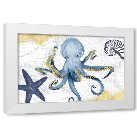 Deep Blue Sea I White Gold White Modern Wood Framed Art Print by Reed, Tara