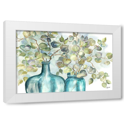 Eucalyptus  in Mason Jar I White Modern Wood Framed Art Print by Tre Sorelle Studios