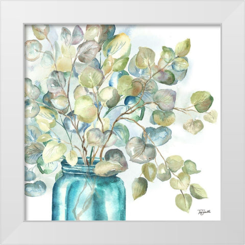 Eucalyptus  in Mason Jar II White Modern Wood Framed Art Print by Tre Sorelle Studios