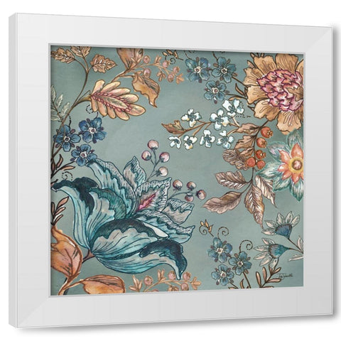 Garden  Vines II on Teal White Modern Wood Framed Art Print by Tre Sorelle Studios