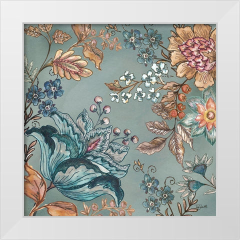 Garden  Vines II on Teal White Modern Wood Framed Art Print by Tre Sorelle Studios