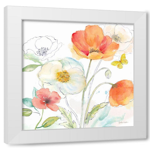 Happy Poppies III White Modern Wood Framed Art Print by Coulter, Cynthia