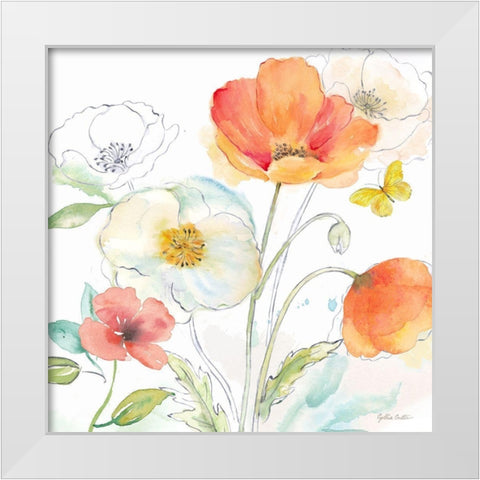 Happy Poppies III White Modern Wood Framed Art Print by Coulter, Cynthia