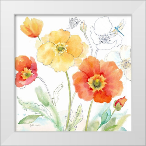 Happy Poppies IV White Modern Wood Framed Art Print by Coulter, Cynthia