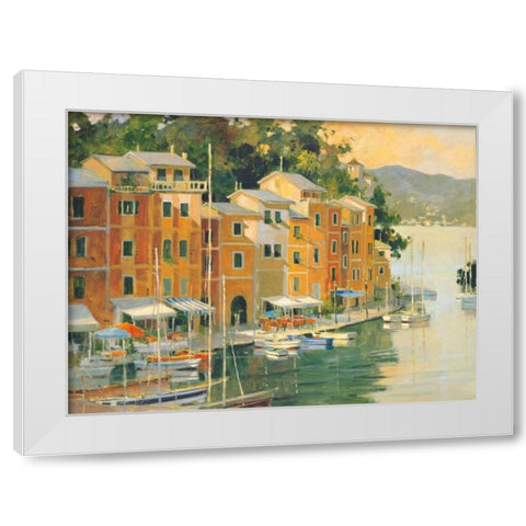 Portofino View White Modern Wood Framed Art Print by Simandle, Marilyn