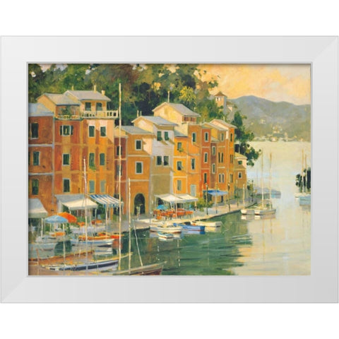 Portofino View White Modern Wood Framed Art Print by Simandle, Marilyn