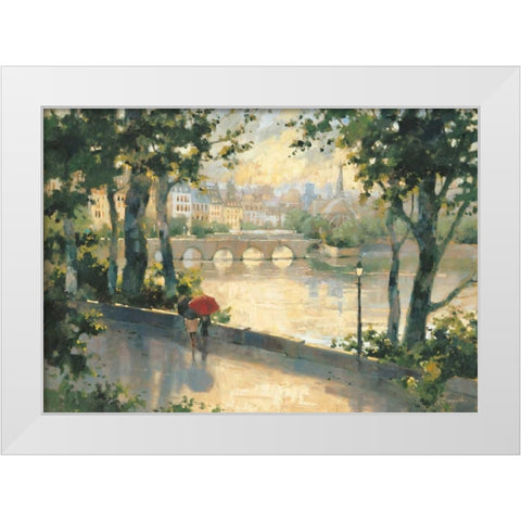 Paris Evening White Modern Wood Framed Art Print by Simandle, Marilyn