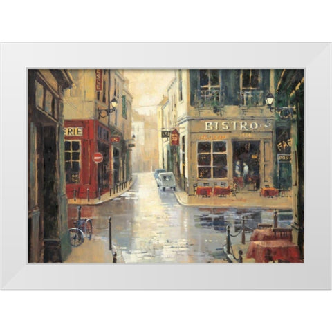 Side  Street Bistro White Modern Wood Framed Art Print by Simandle, Marilyn