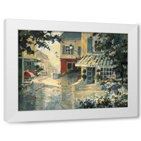 Village Florist White Modern Wood Framed Art Print by Simandle, Marilyn