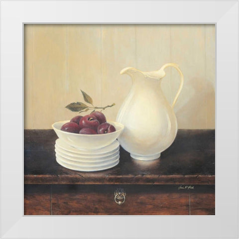Creamware with Plums White Modern Wood Framed Art Print by Fisk, Arnie