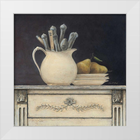 Antique Silverware White Modern Wood Framed Art Print by Fisk, Arnie