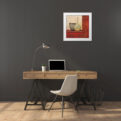 Crimson Bamboo White Modern Wood Framed Art Print by Fisk, Arnie