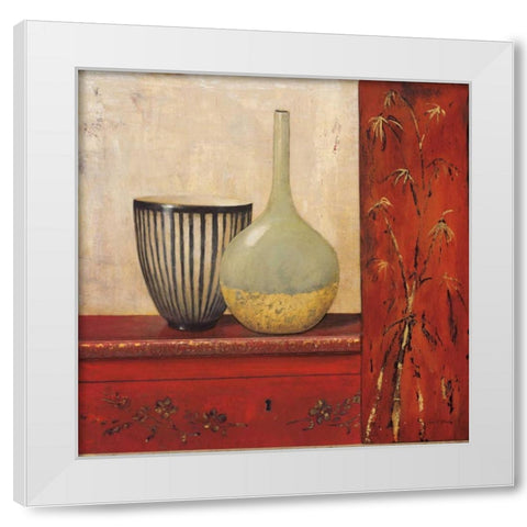 Crimson Bamboo White Modern Wood Framed Art Print by Fisk, Arnie