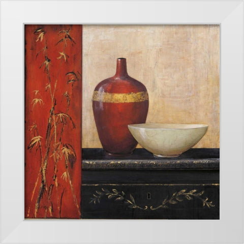 Golden Bamboo White Modern Wood Framed Art Print by Fisk, Arnie