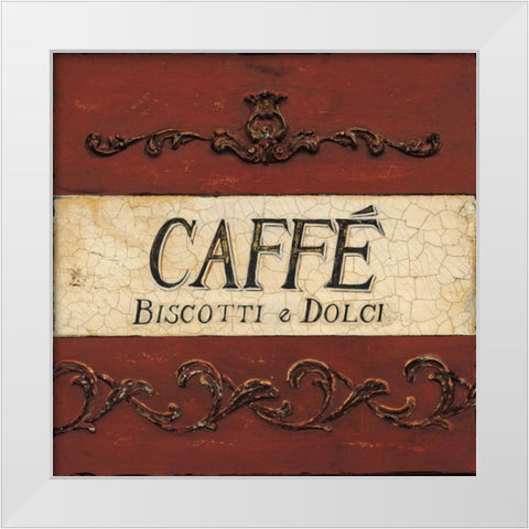 Caffe Biscotti Plaque White Modern Wood Framed Art Print by Fisk, Arnie