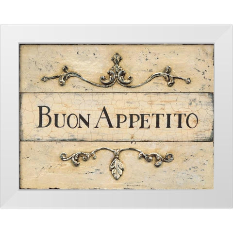 Buon Appetito Plaque White Modern Wood Framed Art Print by Fisk, Arnie