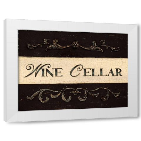 Wine Cellar Plaque White Modern Wood Framed Art Print by Fisk, Arnie