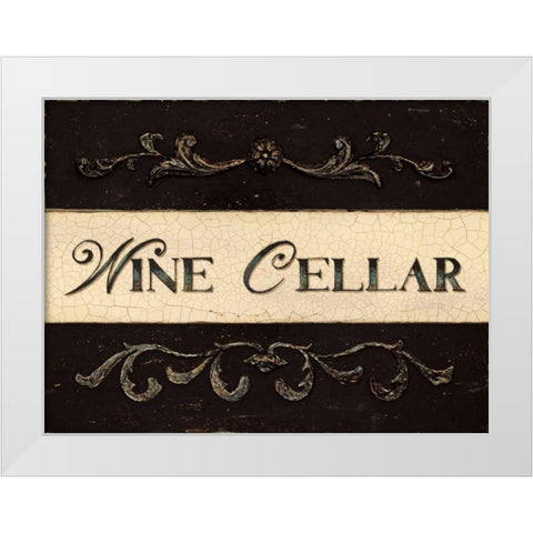 Wine Cellar Plaque White Modern Wood Framed Art Print by Fisk, Arnie