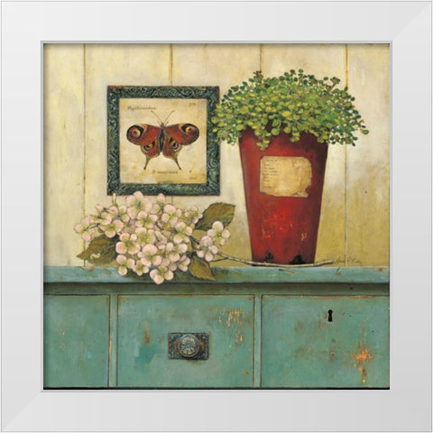 Garden Cabinet  White Modern Wood Framed Art Print by Fisk, Arnie