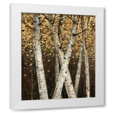 Shimmering Birches 1 White Modern Wood Framed Art Print by Fisk, Arnie