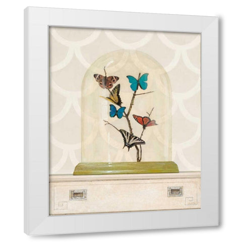 Butterfly Cloche White Modern Wood Framed Art Print by Fisk, Arnie