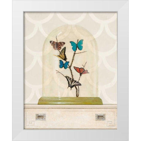 Butterfly Cloche White Modern Wood Framed Art Print by Fisk, Arnie