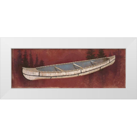Birchbark Canoe White Modern Wood Framed Art Print by Fisk, Arnie