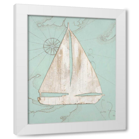 Coastal Sailboat  White Modern Wood Framed Art Print by Fisk, Arnie