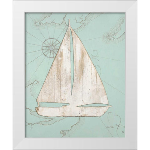 Coastal Sailboat  White Modern Wood Framed Art Print by Fisk, Arnie