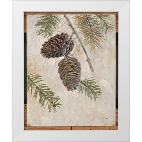 Rustic Pine Cones White Modern Wood Framed Art Print by Fisk, Arnie