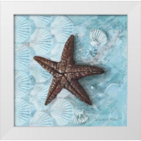Starfish Fossil White Modern Wood Framed Art Print by Fisk, Arnie