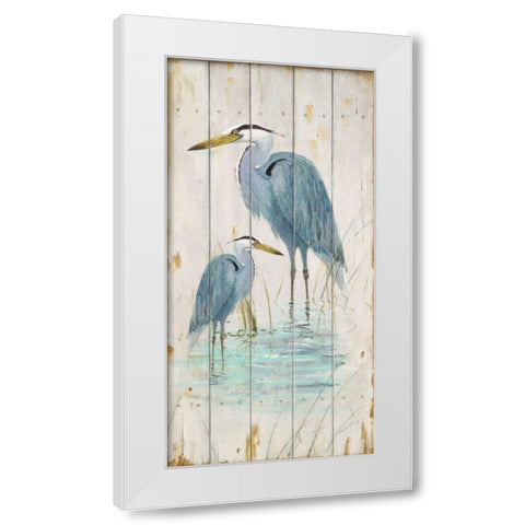 Blue Heron Duo White Modern Wood Framed Art Print by Fisk, Arnie