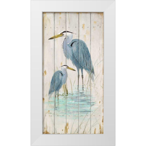 Blue Heron Duo White Modern Wood Framed Art Print by Fisk, Arnie
