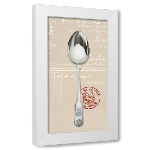 Engrave Spoon White Modern Wood Framed Art Print by Fisk, Arnie