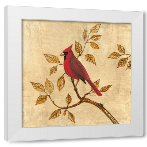 Golden Cardinal White Modern Wood Framed Art Print by Fisk, Arnie