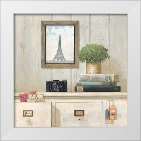 Paris Traveler White Modern Wood Framed Art Print by Fisk, Arnie