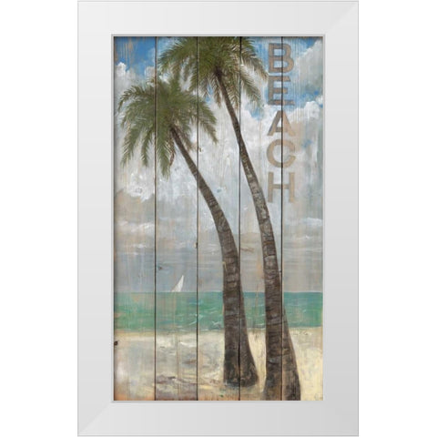 Beach Sign White Modern Wood Framed Art Print by Fisk, Arnie