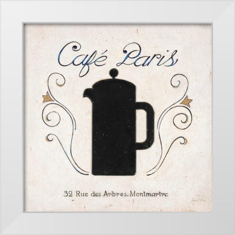 Cafe Paris Coffee White Modern Wood Framed Art Print by Fisk, Arnie